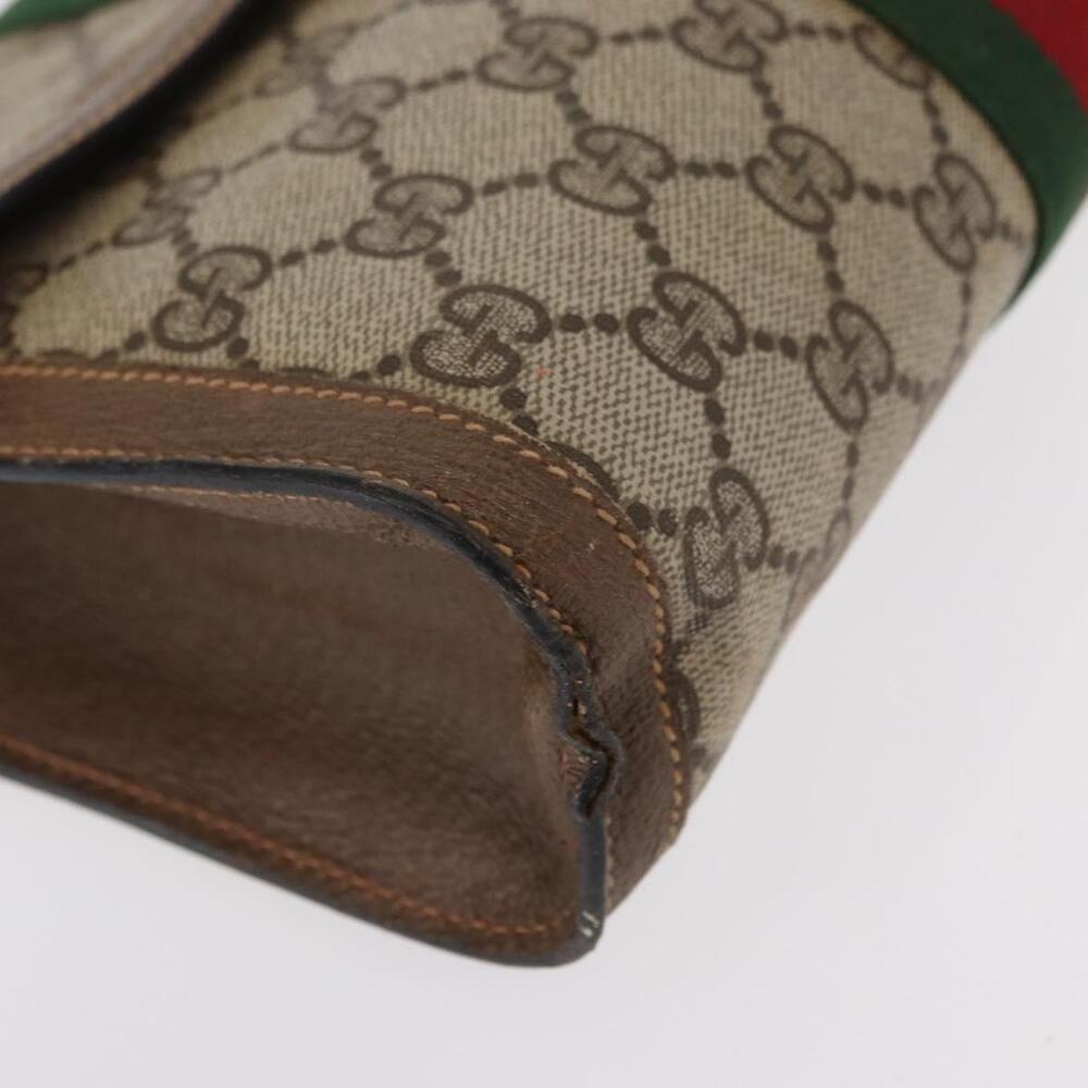 GUCCI GG Supreme Web Sherry Line Clutch Bag PVC Beige Gold 89 01 006 Auth 155387 - Picture 7 of 16